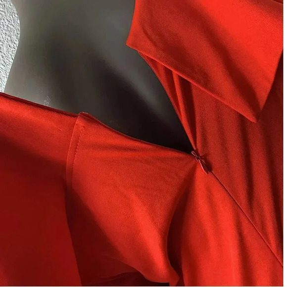 Vintage Overlay Jumpsuit Asymmetrical Off Shoulder Party Maxi Dress Size XL Red - Picture 7 of 15